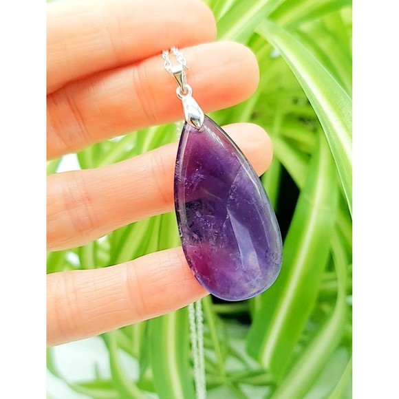 Jewelry - Amethyst Necklace Natural Gemstone Pendant Crystal